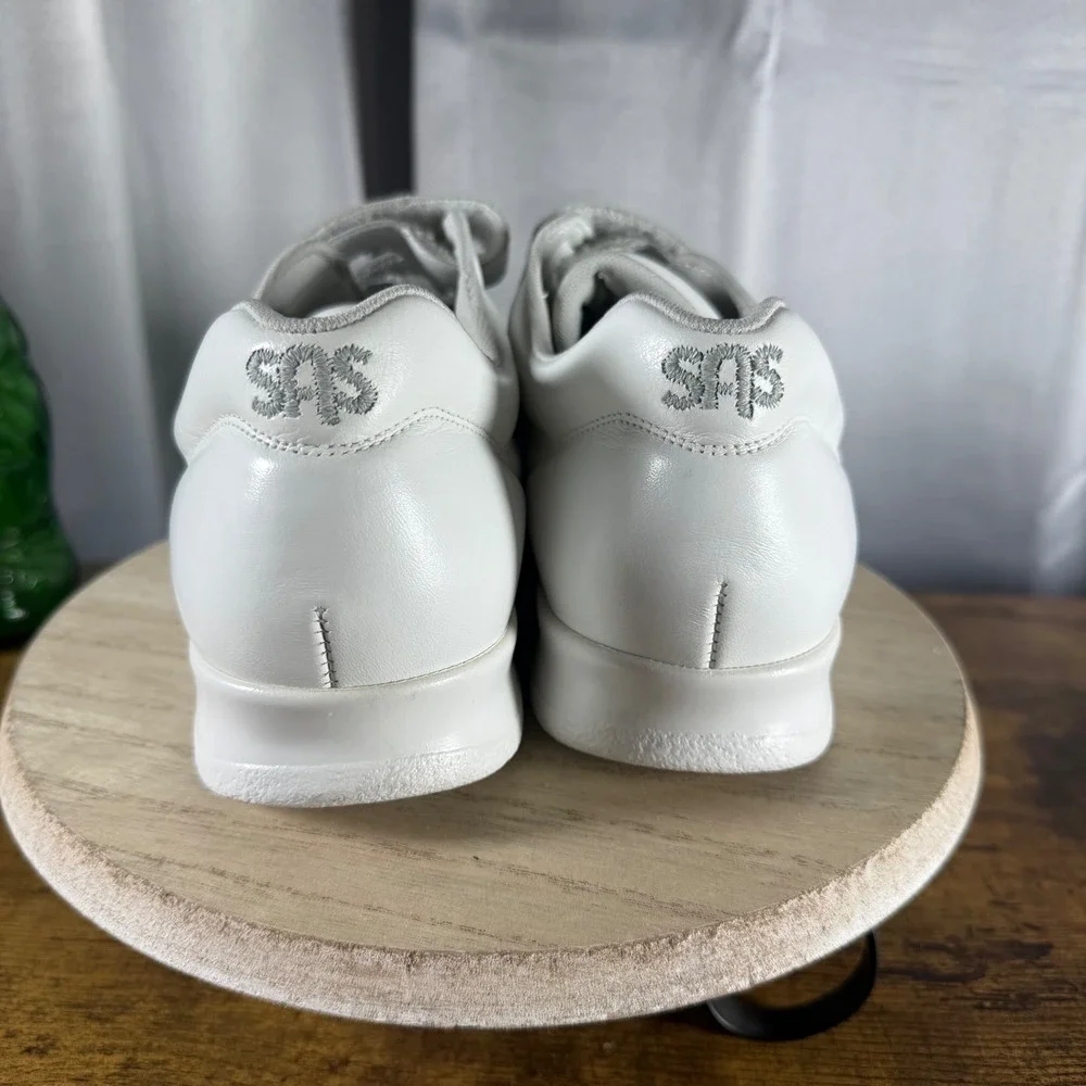 SAS Me Too Walking Shoes Womens 8 M White Comfort Hook Loop Leather Orthopedic